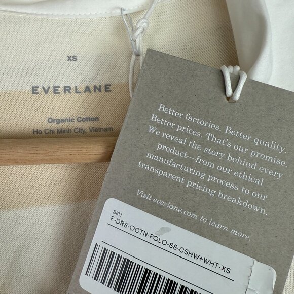 Everlane The Organic Cotton Short Sleeve Polo Mini Dress Beige White XS - Picture 5 of 7